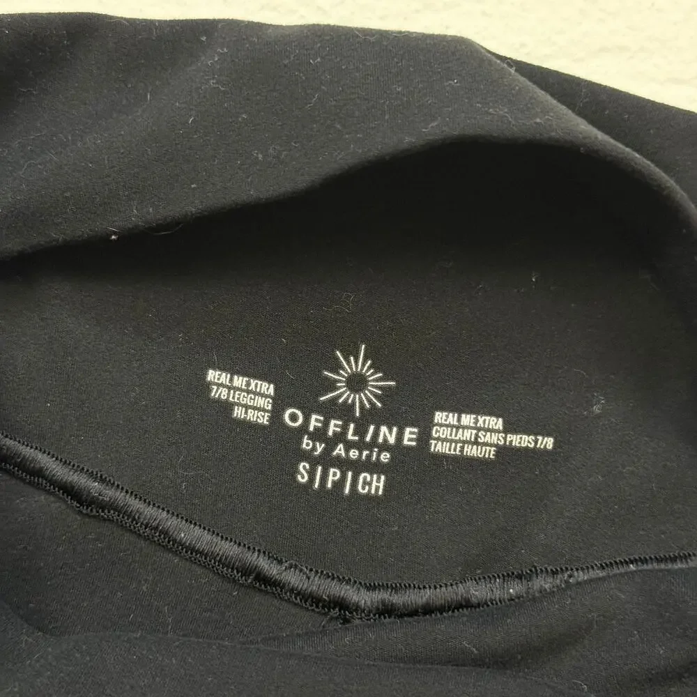Offline By Aerie Real Me Extra 7/8 Crossover Leggings Black, Size Small - Picture 4 of 5